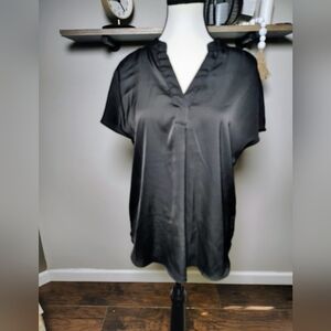 Joie Elegant Black Satin Blouse
